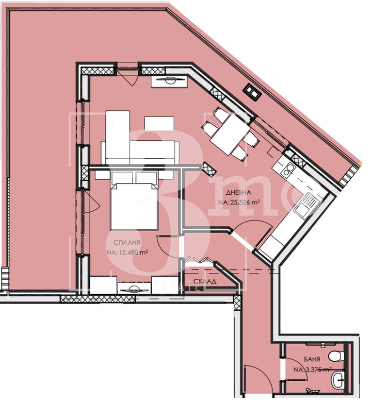 Двустаен апартамент с голяма тераса, за продажба в ж.к. Люлин 6, гр. София - 0