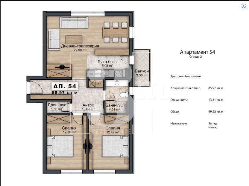 3mo Амалтея продава тристаен апартамент в сграда с АКТ 14 в ж.к. "Овча купел"2, гр. София - 0